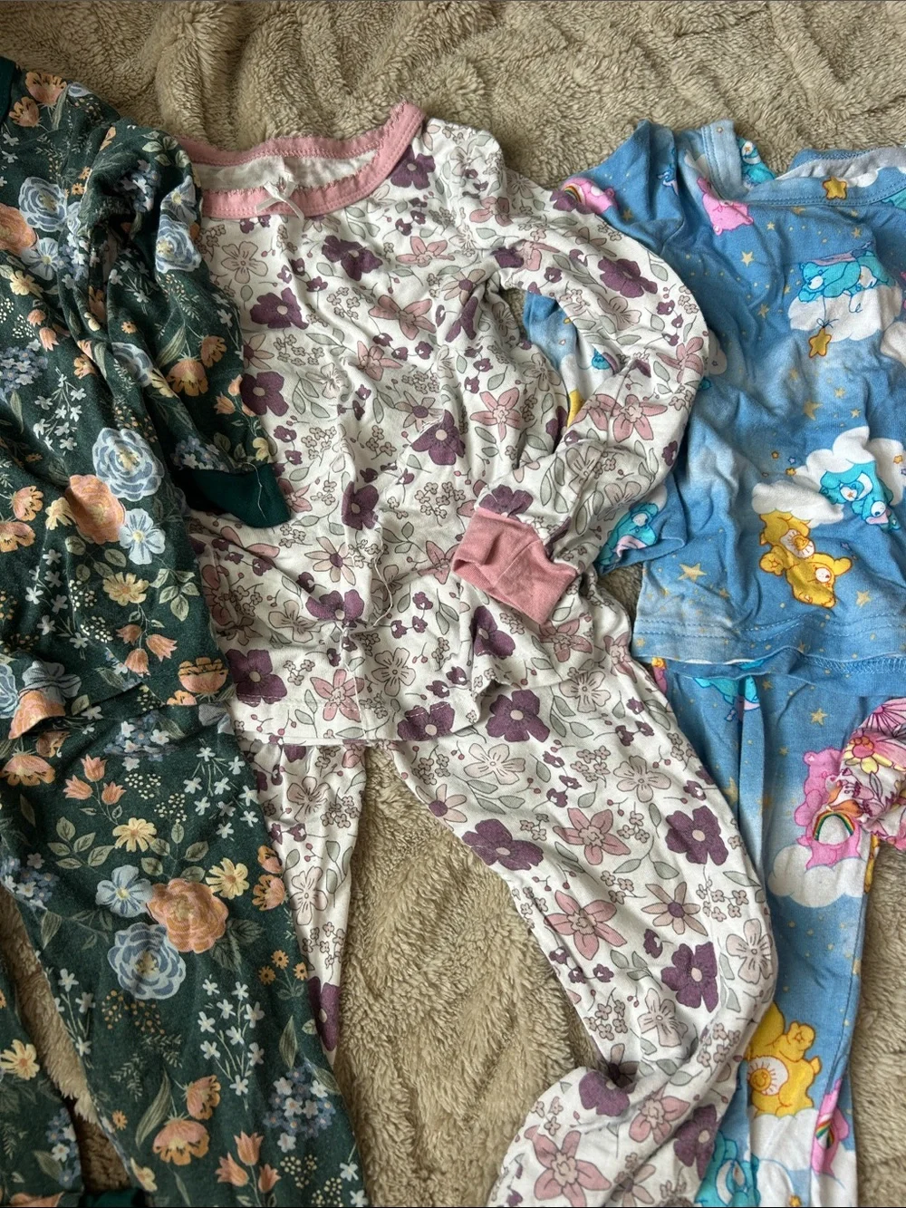 4 Kids Floral & Character  soft fabric Pajama Set - Pink, Blue, Green, Purple